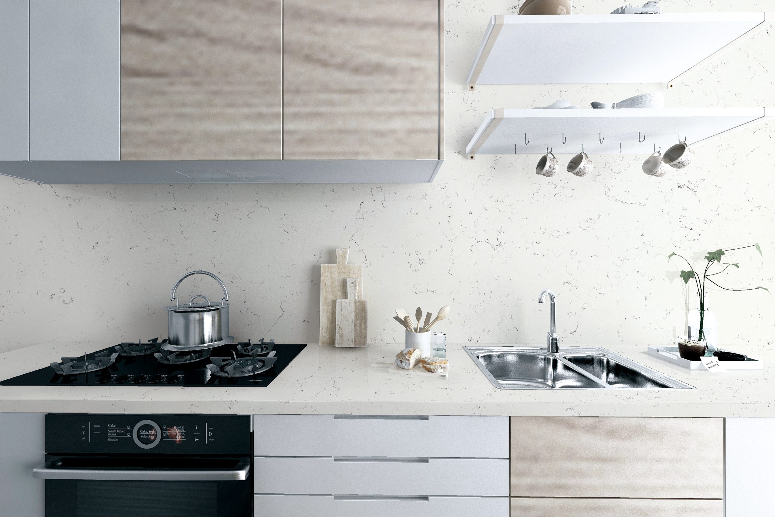 Carrara Viglio Cream Quartz Worktop by Artemistone — image 2