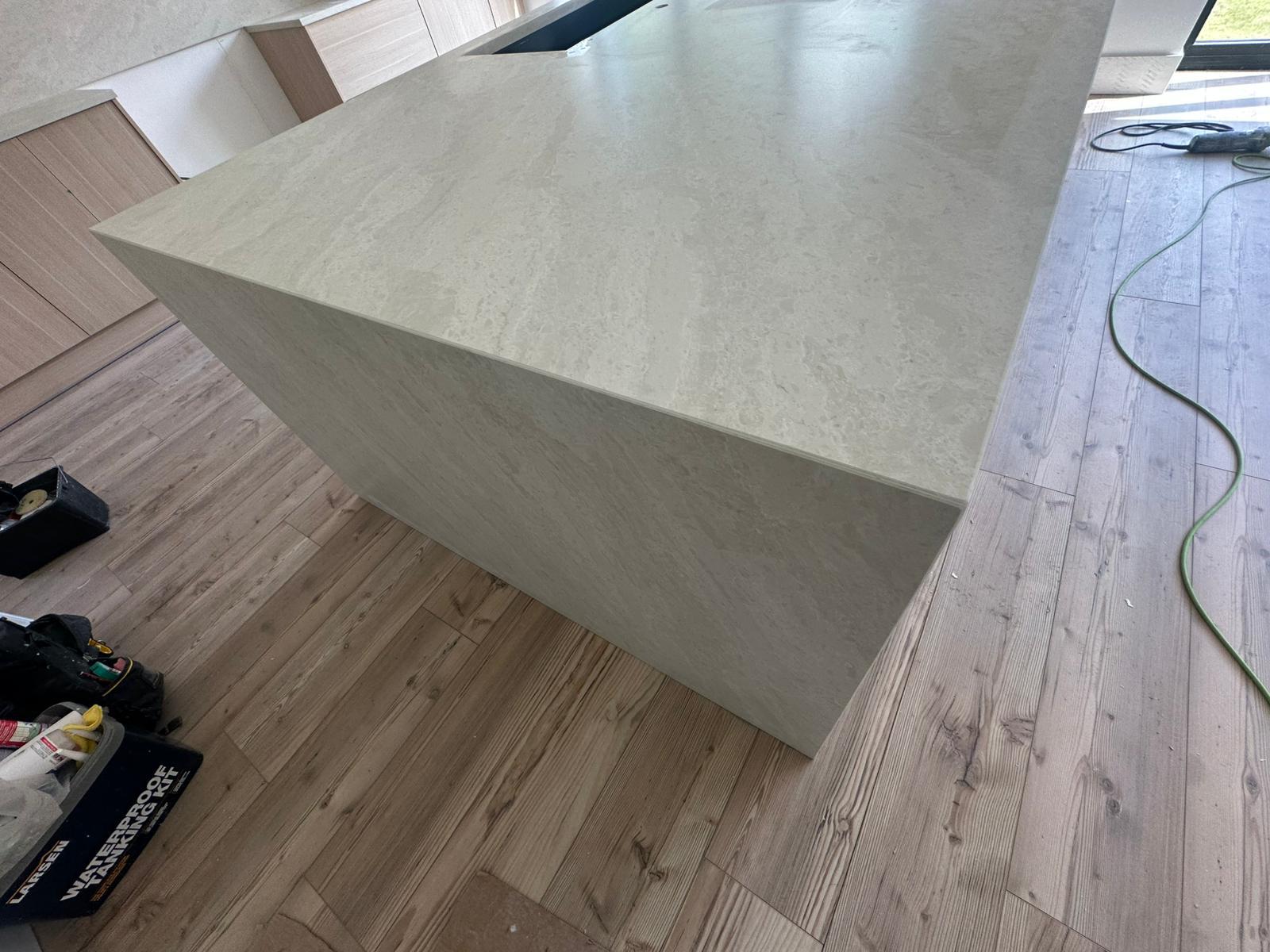 Unistone Taj Mahal Velluto Brown Quartz Worktop by Brachot — image 4