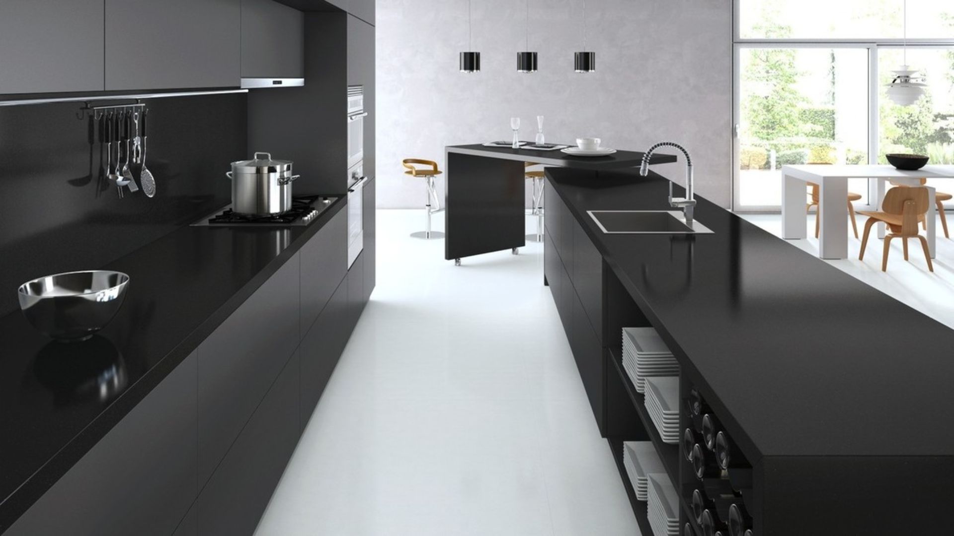Jet Black Caesarstone Black Quartz Worktop by Caesarstone — image 2