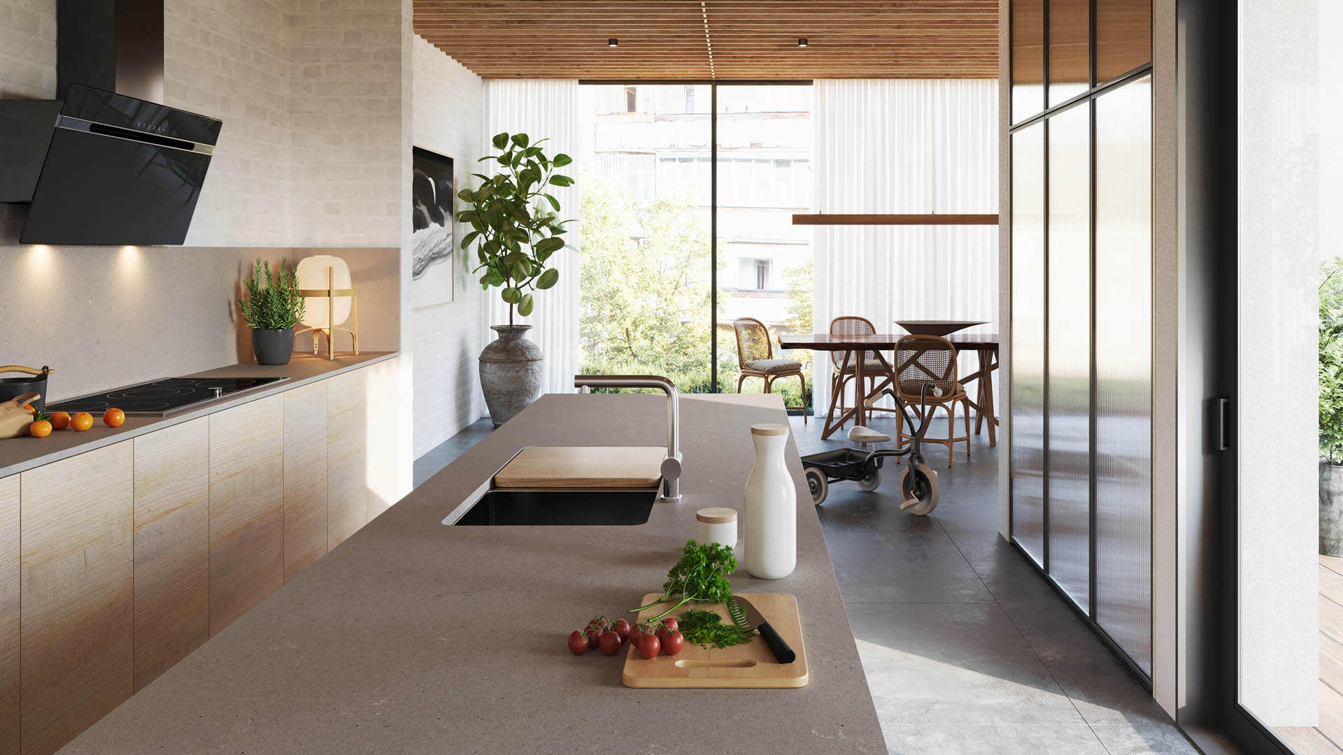 Raw Concrete Caesarstone Greys Quartz Worktop by Caesarstone — image 3