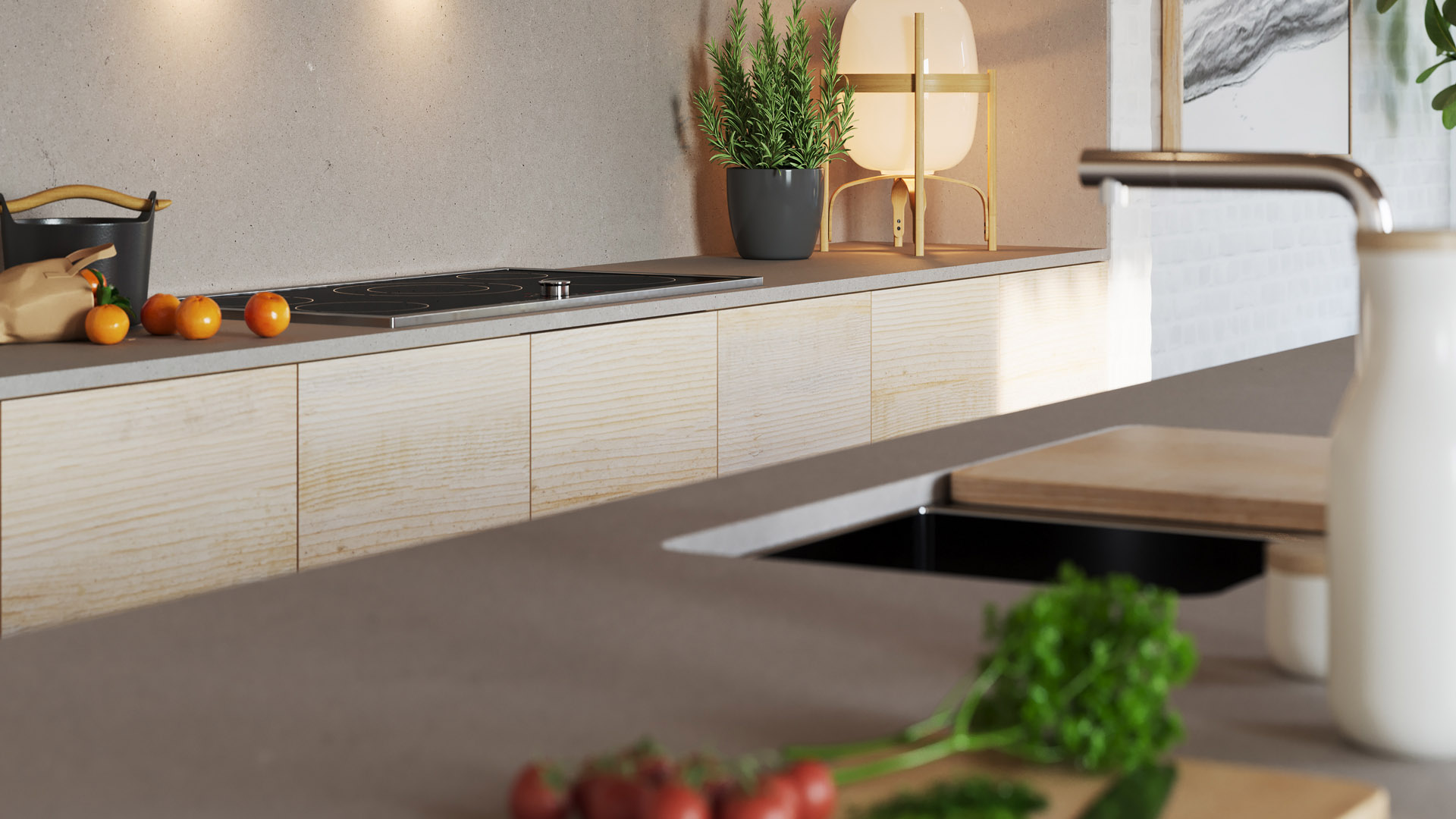 Raw Concrete Caesarstone Greys Quartz Worktop by Caesarstone — image 4