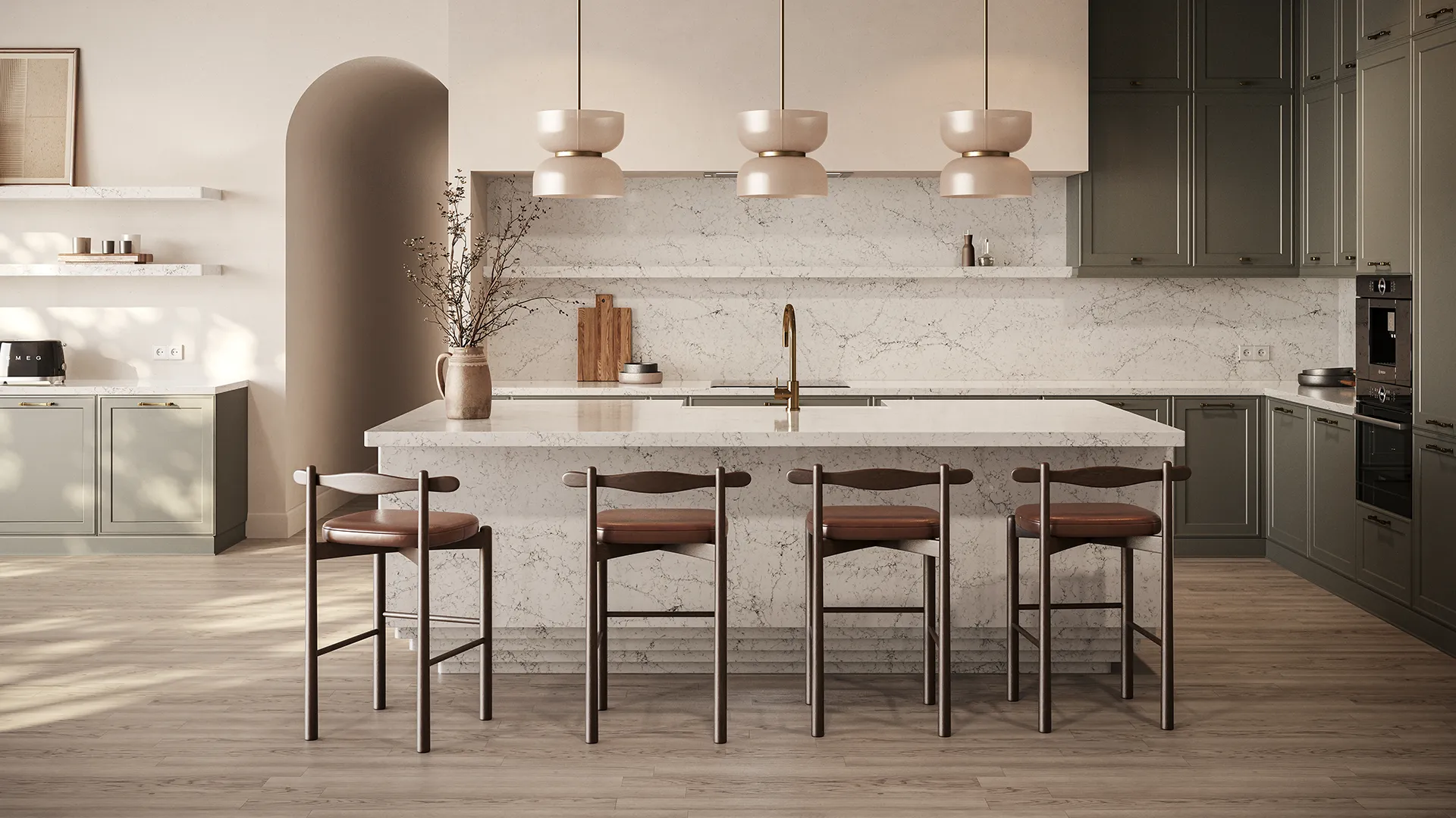 White Attica Caesarstone Whites Quartz Worktop by Caesarstone — image 3