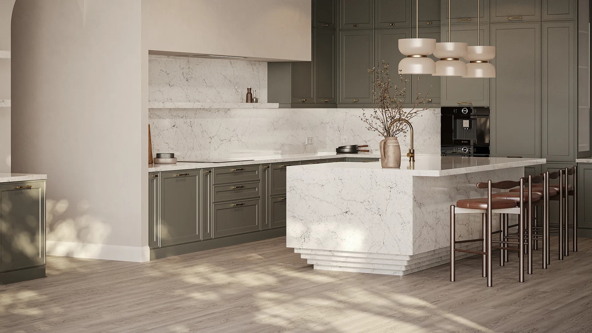 White Attica Caesarstone Whites Quartz Worktop by Caesarstone — image 4