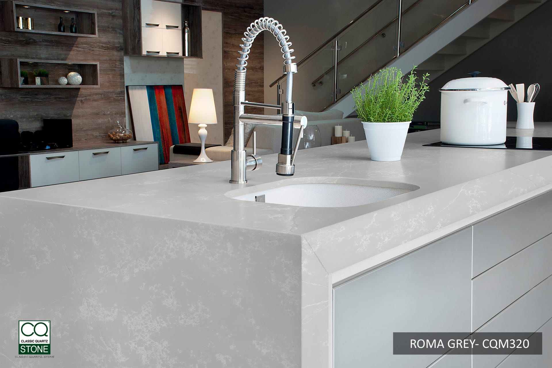 Roma Grey CQS Grey Quartz Worktop by Classic Quartz Stone — image 2