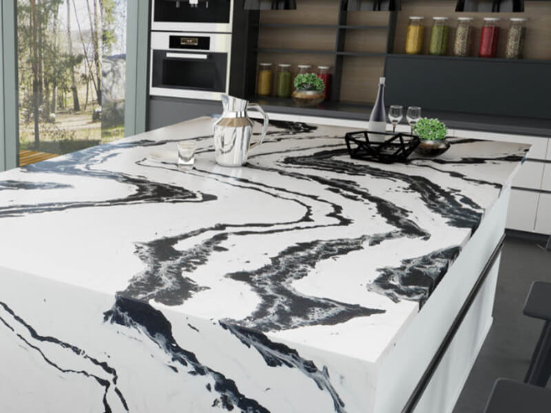 Vivara Blanco CQS Black, White Quartz Worktop by Classic Quartz Stone — image 2