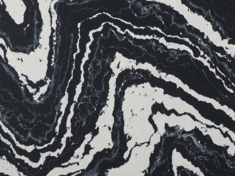 Vivara Noir CQS Black, White Quartz Worktop by Classic Quartz Stone
