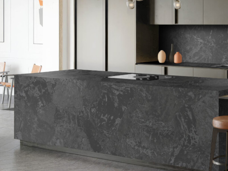 Matrix Leather Grey Quartz Worktop by Fugenstone — image 2