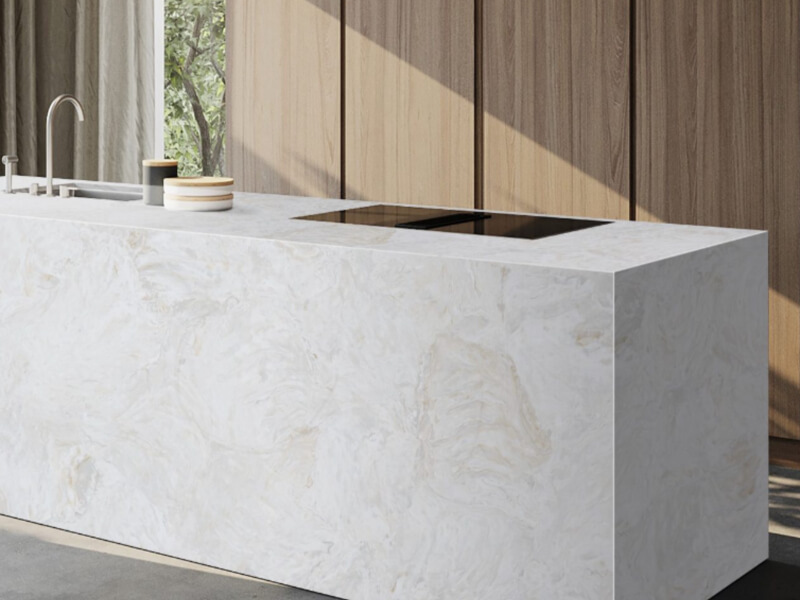 Roma Cream, White Quartz Worktop by Fugenstone — image 2