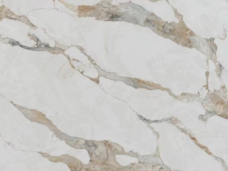 Sahara Waves Brown, White Quartz Worktop by Fugenstone