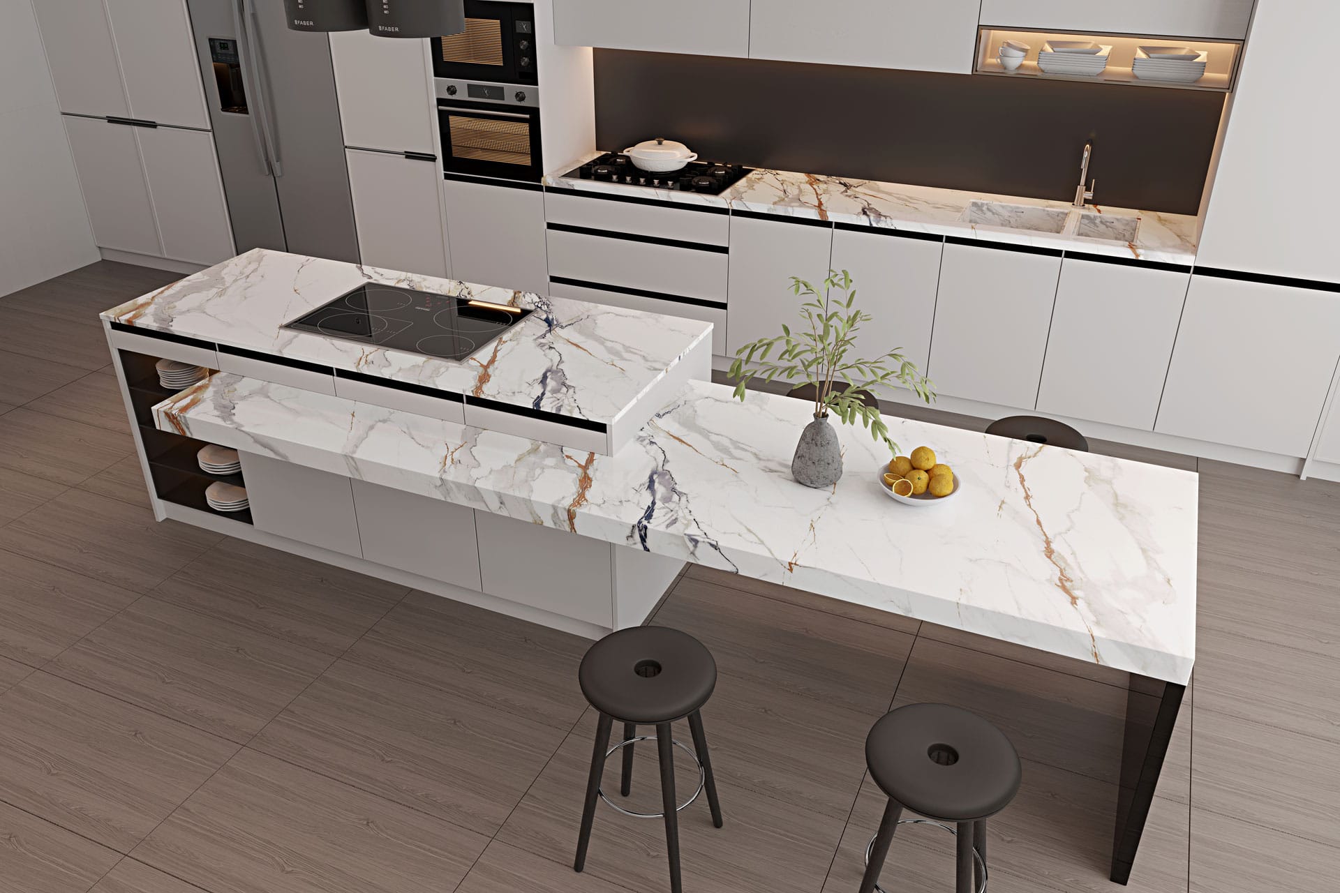 Abstratica HS White Quartz Worktop by Horizon Stone — image 3