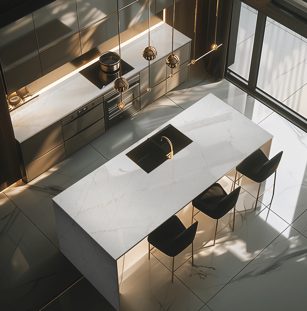 Zinc HS Grey Quartz Worktop by Horizon Stone — image 2