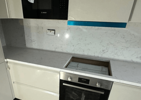 Bianco Carrara Leathered White Quartz Worktop by Modern Quartz Stone — image 5