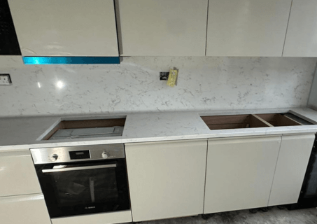 Bianco Carrara Leathered White Quartz Worktop by Modern Quartz Stone — image 4