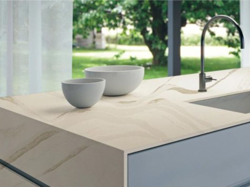 Brittanicca Gold Cream Quartz Worktop by Modern Quartz Stone — image 2