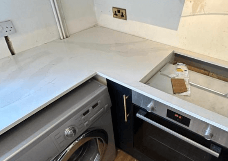 Calacatta Gold Leathered White Quartz Worktop by Modern Quartz Stone — image 5