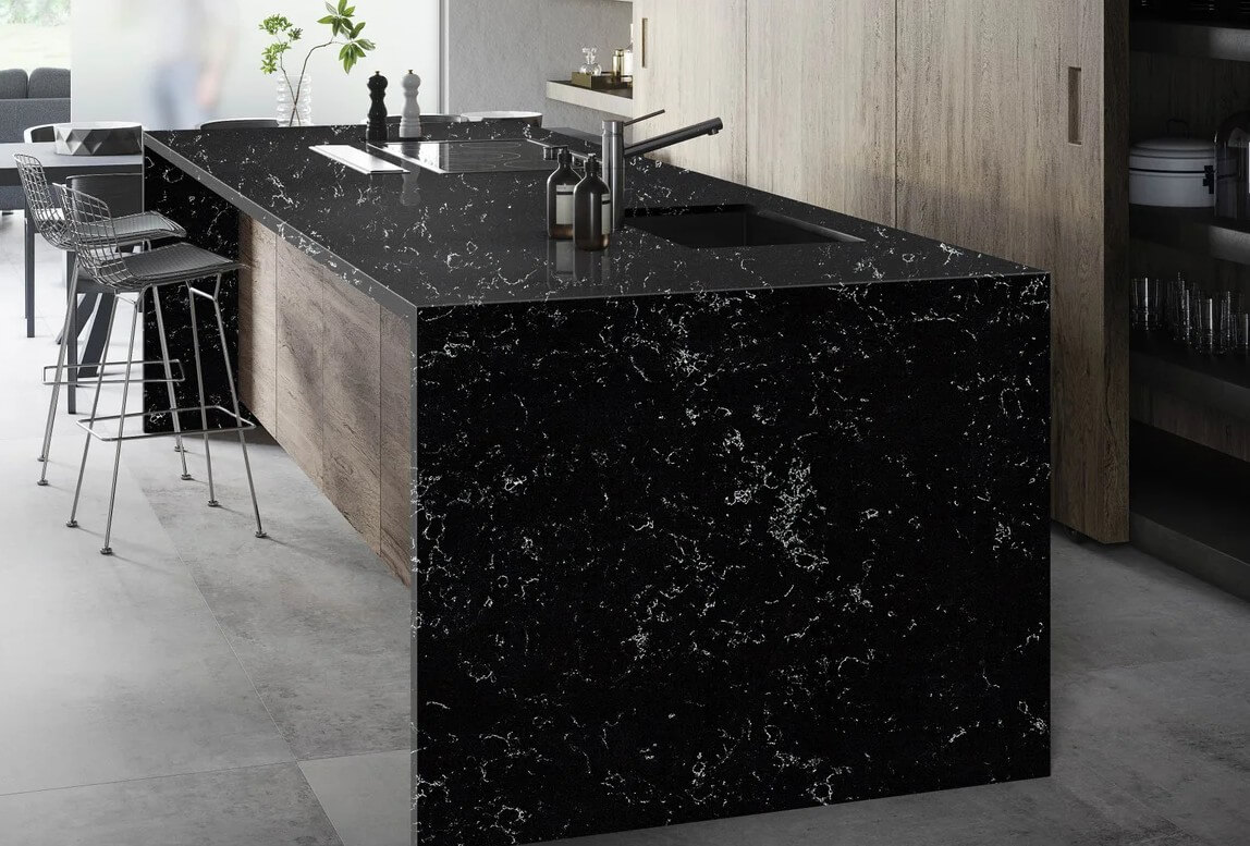 Carrara Noir Black Quartz Worktop by Modern Quartz Stone — image 3