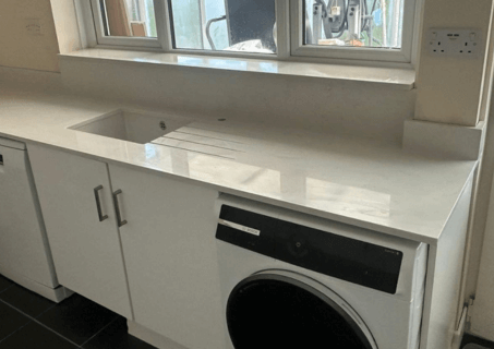 Carrara Oro White Quartz Worktop by Modern Quartz Stone — image 6