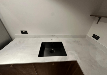 Ocean White Leathered White Quartz Worktop by Modern Quartz Stone — image 4