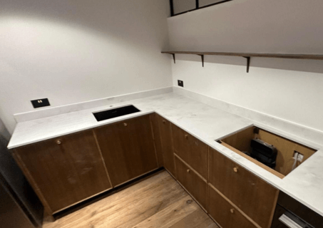 Ocean White Leathered White Quartz Worktop by Modern Quartz Stone — image 6