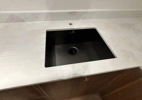 Ocean White Leathered White Quartz Worktop by Modern Quartz Stone — image 5