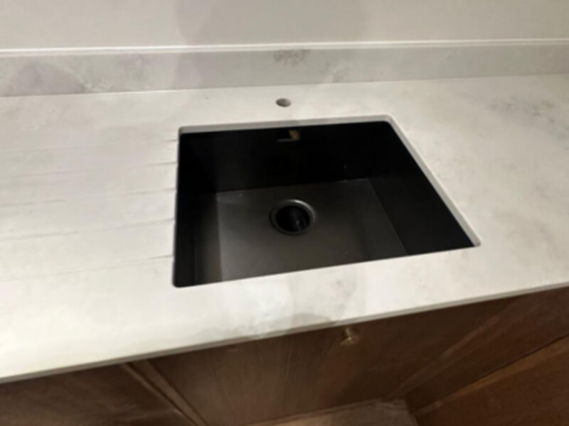 Ocean White Leathered White Quartz Worktop by Modern Quartz Stone — image 2