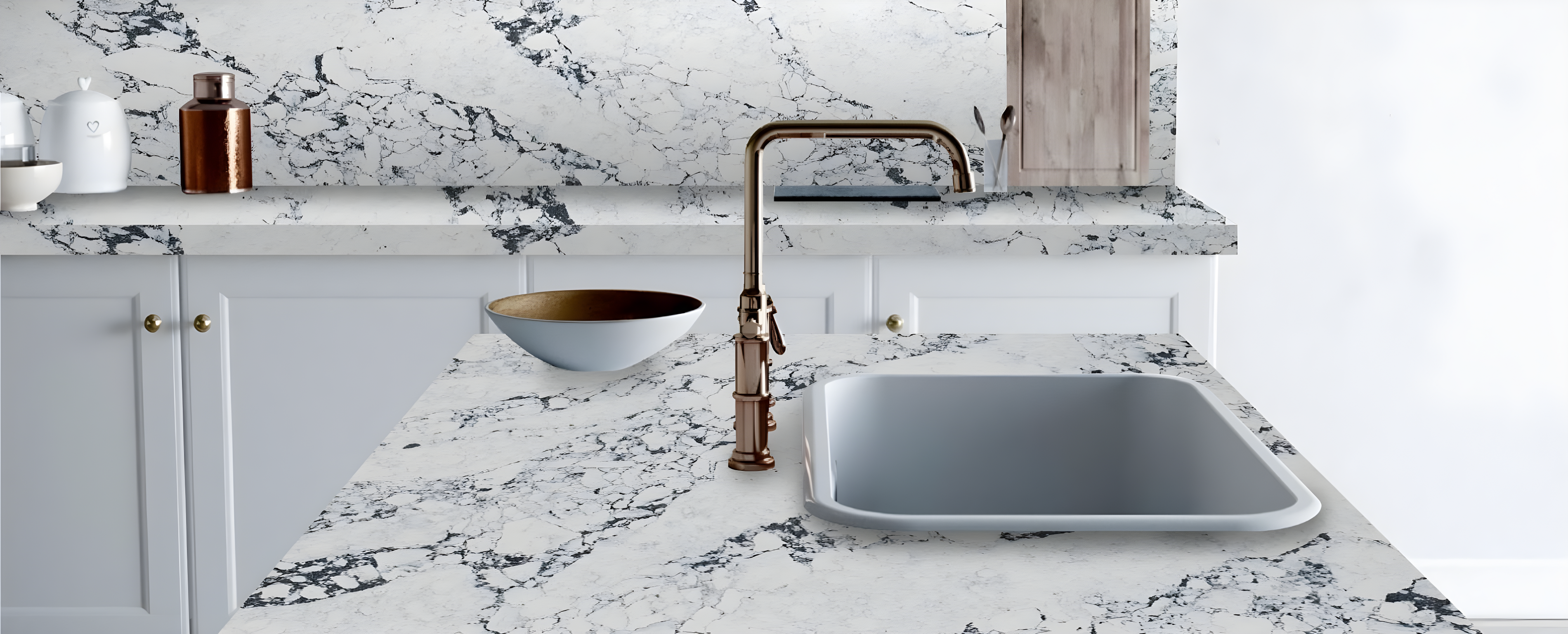 Arabescato Rome White Quartz Worktop by Palmyra Stones — image 2