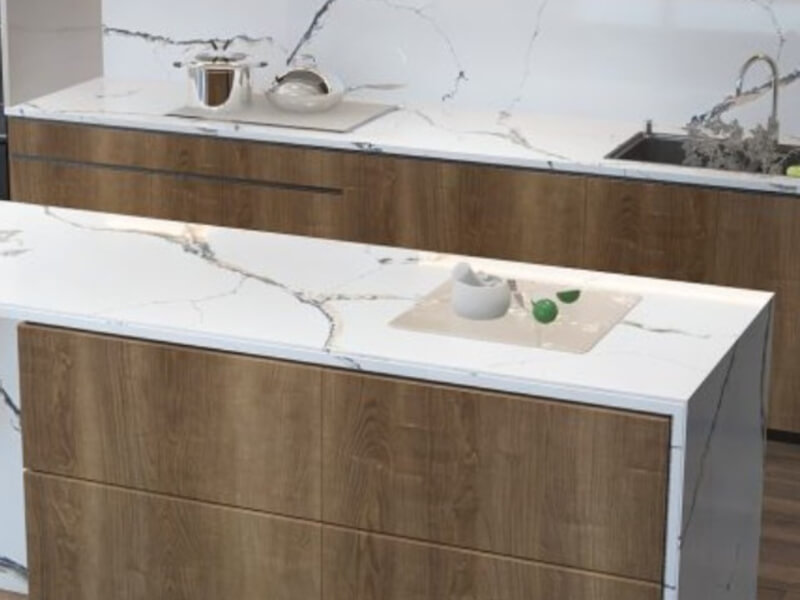 Calacatta Fantasy QC White Quartz Worktop by Quartz City — image 2